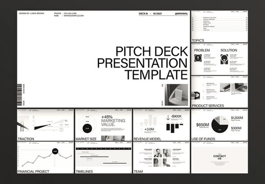 Minimalist Pitch Deck Preesntation Template Design Leyout