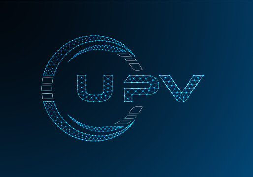 UPV low poly letter logo vector design. UPV lower poly logo design. Low poly logo.