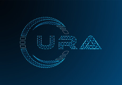 URA low poly letter logo vector design. URA lower poly logo design. Low poly logo.