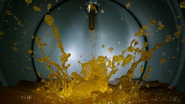 Gasoline Flowing and Splashing inside a Barrel