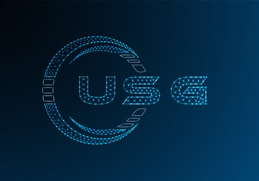 USG low poly letter logo vector design. USG lower poly logo design. Low poly logo.