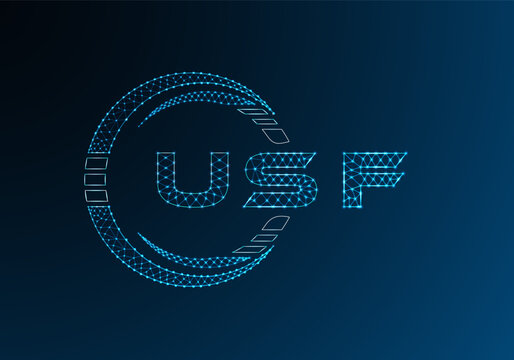 USF low poly letter logo vector design. USF lower poly logo design. Low poly logo.