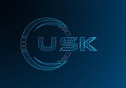 USK low poly letter logo vector design. USK lower poly logo design. Low poly logo.