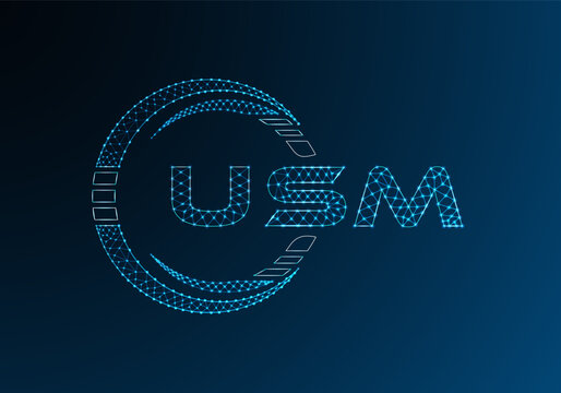 USM low poly letter logo vector design. USM lower poly logo design. Low poly logo.