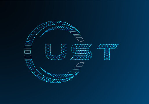 UST low poly letter logo vector design. UST lower poly logo design. Low poly logo.