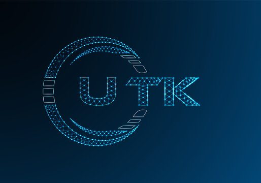 UTK low poly letter logo vector design. UTK lower poly logo design. Low poly logo.