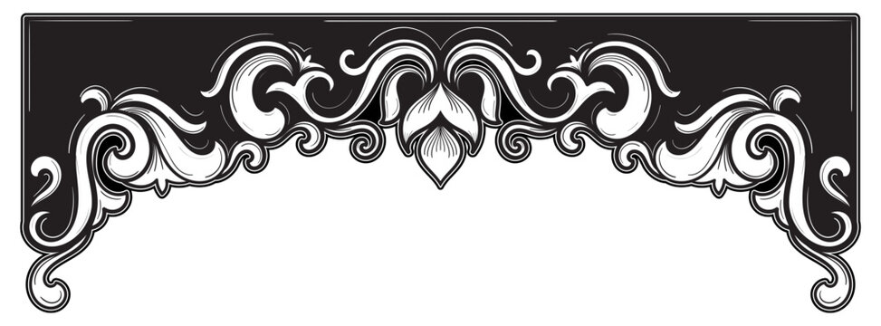 Vintage archway frame, scroll lines, vintage abstract decorative elements.