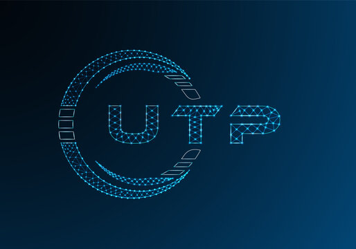 UTP low poly letter logo vector design. UTP lower poly logo design. Low poly logo.