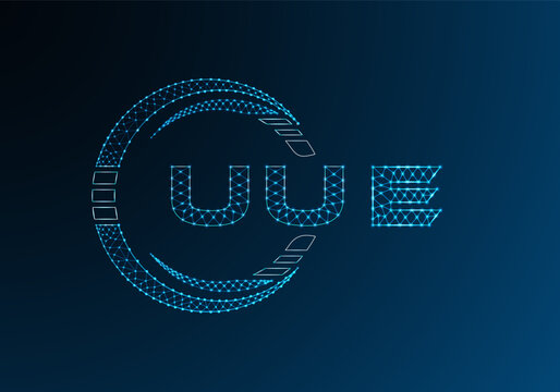 UUE low poly letter logo vector design. UUE lower poly logo design. Low poly logo.