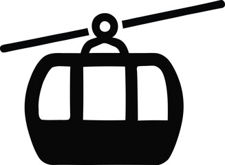 Simple black and white icon of a cable car illustrating mountain transportation and scenic views © Md Jafar