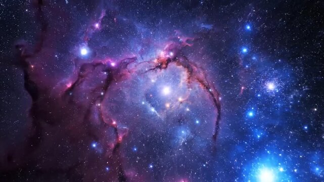 Vibrant cosmic nebula with shining stars in deep space