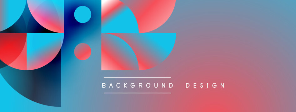Abstract geometric shapes, vibrant colors blend. Blue, red gradients create modern design. Minimal text indicates background purpose.