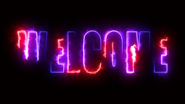 Neon text on black background