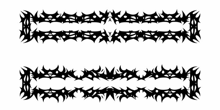 Black ornamental borders with sharp thorn like decorative elements