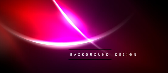 Obraz premium Abstract background features vibrant pink, red gradients. Curved lines create dynamic visual effect. Text reads background design.