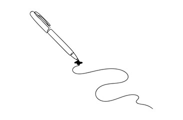 Fototapeta premium pen writing a like simple vector line art on white background