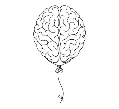 brain balloon illustration concept for creativity, idea, imagination and cognitive thinking