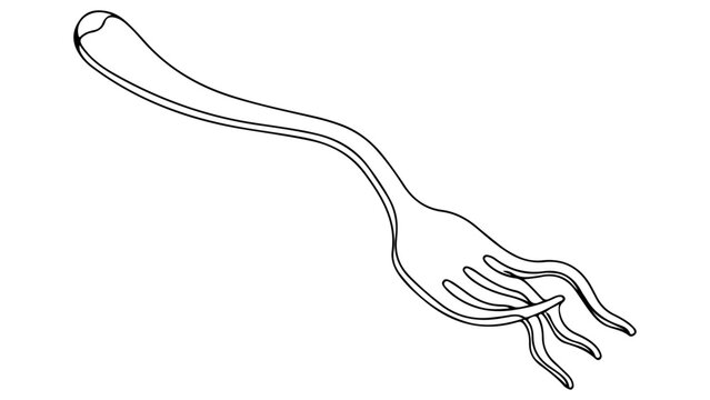 simple line art of a broken fork illustration of Kitchen on white background