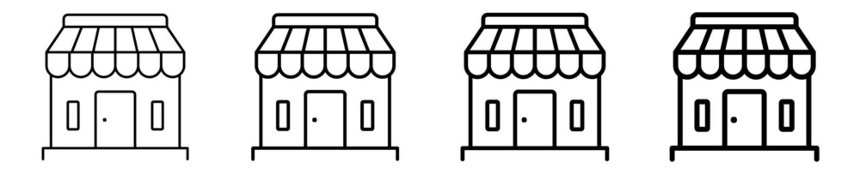 Shop store front building line icon set design. Editable vector stroke icon
