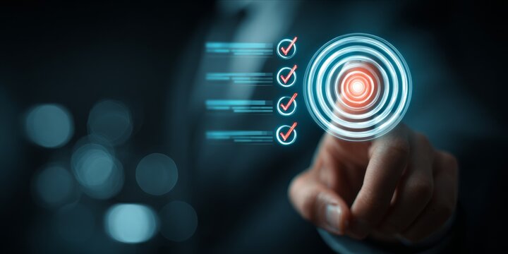 Hand pointing at checklist and target