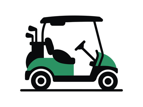 Golf Cart Silhouette Electric Club Car Transport Vector Illustration
