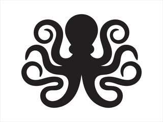 Black silhouette of an octopus isolated vector illustration, sea creature marine animal design © Chan