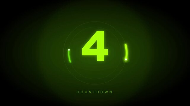 Neon green countdown animation with glowing effect on dark background