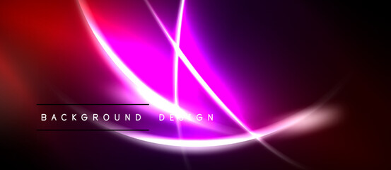 Abstract neon lines over dark background. Vibrant colors create dynamic visual effect. Modern design element for digital projects. © antishock