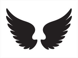 Fototapeta premium Angel wings silhouette clip art vector illustration, feather wing icon design
