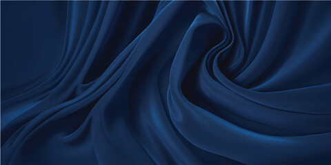 Obraz premium Luxurious blue silk and satin fabric background featuring smooth flowing waves and soft textile curves in a deep blue and purple material design for a high-end cloth wallpaper backdrop