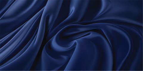 Obraz premium Smooth elegant blue satin and silk fabric background featuring soft wavy drapery with a luxury shiny textile texture for elegant fashion decoration or a romantic backdrop