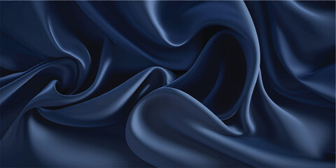 Obraz premium Elegant black silk fabric texture with smooth satin waves and luxury drapery curves creating a romantic fashion backdrop