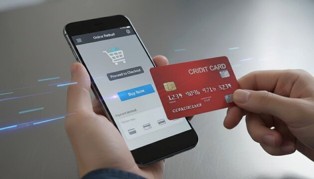 Close-up Of A Person Holding A Credit Card In Their Hand Isolated On A Neutral Background - Variation #1