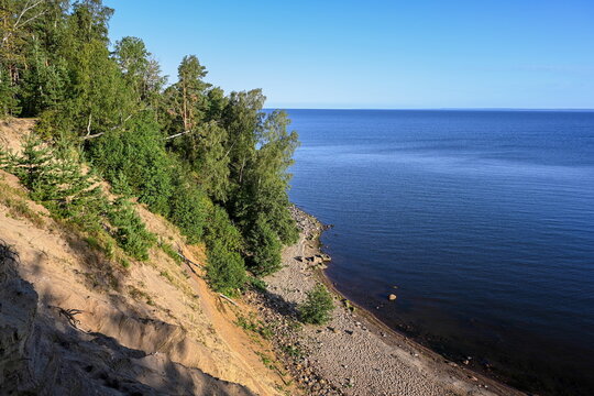 High shore of the Gulf of Finland near Fort Krasnaya Gorka, Leningrad region of Russia