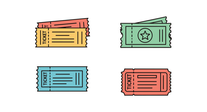 Ticket Line art vector set creative abstract shape