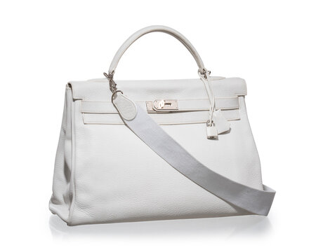 Herm&egrave;s Kelly 35 Retourn&eacute; bag in white leather with palladium details. Milan, Italy, October 3_2025