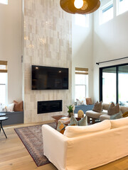 Naklejka premium Contemporary Living Room with Fireplace and TV