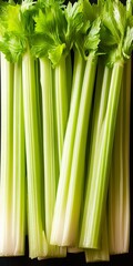 Fototapeta premium Fresh and Crisp Celery Sticks on a Bright Background, Perfect for Healthy Cooking and Recipes
