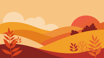 Sunset over rolling sand dunes with scattered vegetation © Devili