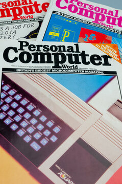 Selection of Personal Computer World computer magazines from 1983