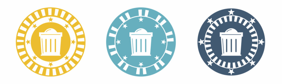 Bin icon. Bin illustration label design. Design for business. Vector illustration.