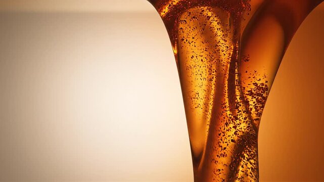 Golden Brown Viscous Liquid Pouring with Abstract Flow and Rich Texture
