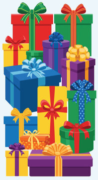 A colorful pile of wrapped gifts (1)