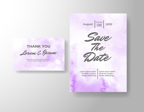 Wedding invitation with abstract splash watercolor