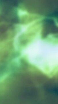 Vertical video: Green cloud starting off-right glow, drifting, pulsing, then fading to show flow