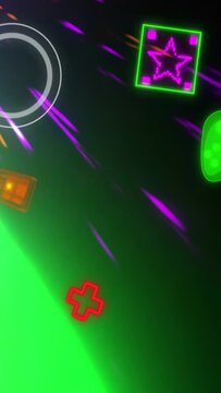 Vertical video: Target pulse starting neon icons racing diagonal across black canvas as wallpaper