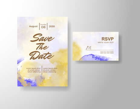 Wedding invitation with abstract splash watercolor