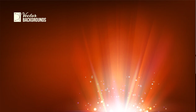 Bright light burst with radial rays on dark background