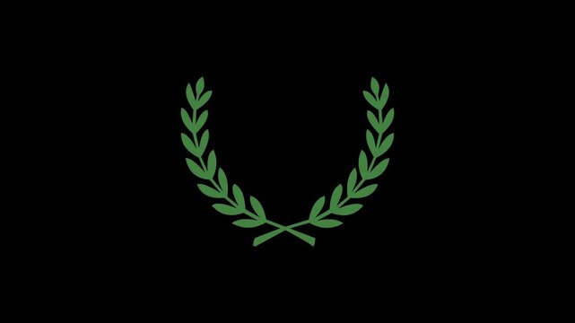 Green Laurel Wreath Symbol Minimal Decorative Abstract Graphic Scene Elegant Botanical Emblem Circle Frame Nature Classic Ornament Design Clean Modern Simple Leaf Arrangement Harmony Balance Organic 