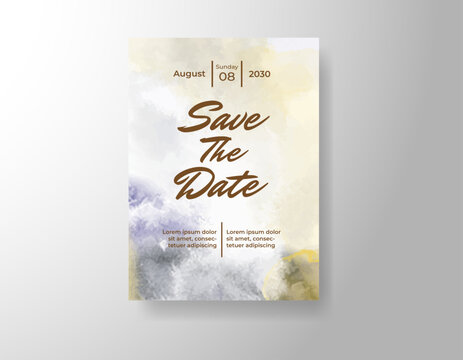 Wedding invitation with abstract splash watercolor